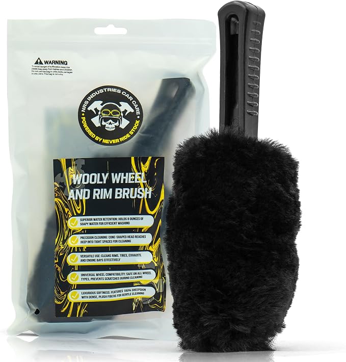 Wheel & Tire Cleaning Brush | Heavy-Duty Bristles | Deep Clean Tires, Rims, Wheel Wells & Engine Bays | Safe on All Finishes | Non-Slip Ergonomic Grip | Scratch Free