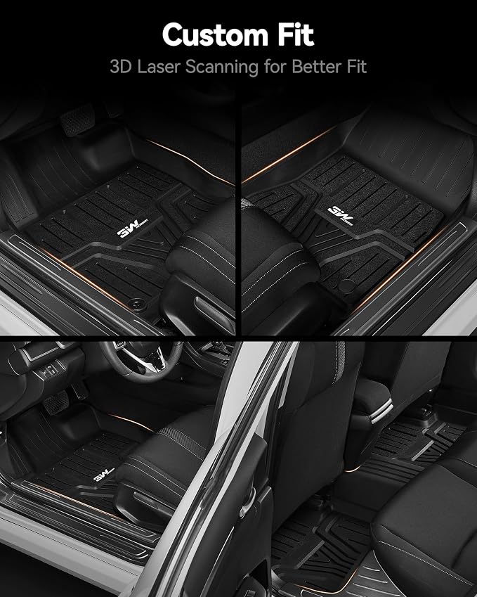 3W Floor Mats Fit for 2022-2025 2026 Honda Civic & Acura Integra 2023-2025(Not Fit Hybrid/Manual), Custom Fit Floor Liner for 1st 2nd Row Full Set TPE All-Weather Car Liners Black