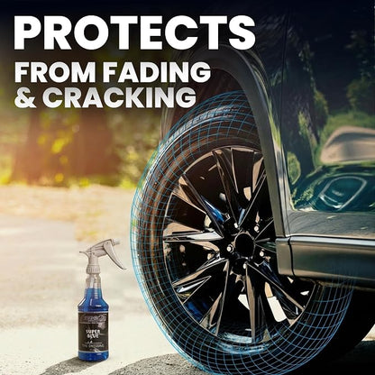 LANE'S Super Blue Tire Dressing Spray | High-Gloss Car Tire Shine Spray | No Sling, No Run, Long Lasting | Protects from Cracks & UV Rays | Non-Greasy Automotive Dressing & Cleaner | 16oz