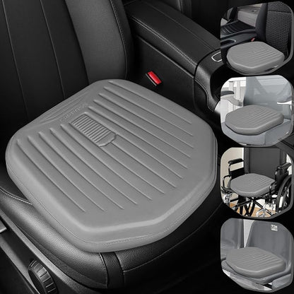CAR PASS Premium Leather Car Seat Cushion, Comfort Memory Foam Driver Seat Cushion for Long Driving, Waterproof Non-Slip Seat Cushions for Cars, Truck, SUV, Office Chairs, Stadium, Gray ﻿