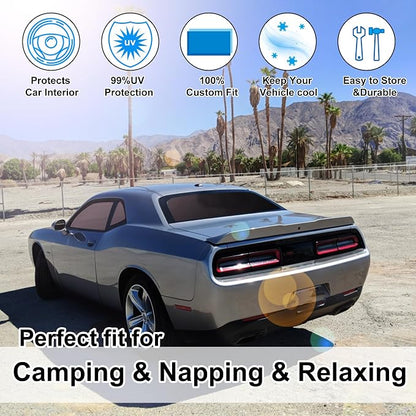 TINGLU Window Shades for Dodge Challenger 2015-2023 (SXT, RT, GT) Accessories Car Side Full Windows Rear Windshield Sun Shade Sun UV Rays & Privacy Protection for Camping,Napping,and Relaxing 6PCS