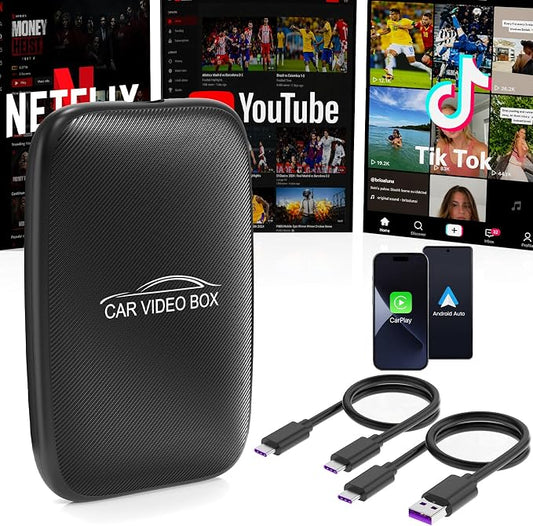 CarPlay AI Box 2026 Upgraded—Wireless CarPlay & Android Auto Adapter, Magic Video Box Support YouTube,TF Card,Wired-to-Wireless Conversion, Plug and Play carplay adapter for IOS10+/Android 11+