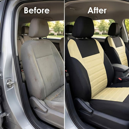 FH Group Automotive Car Seat Covers Front Set Premium 3D Air Mesh Front Seat Covers, Airbag Compatible Universal Fit Interior Accessories for Cars Trucks and SUVs - Beige