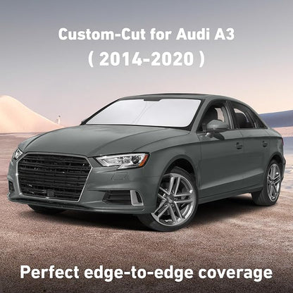 EcoNour Windshield Sunshade Compatible for Audi A3 2014-2018 2019 2020, Sun Visor for Front Windshield & Window Sun Shade Cover, UV Heat Blocker & Protector, Car Accessories