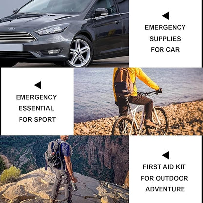 300Piece Travel First Aid Emergency Kit Home Essentials Hiking Survival Essential Kit for Outdoor Adventure Mini First Aid Kit for Backpack, Black 1st Aid