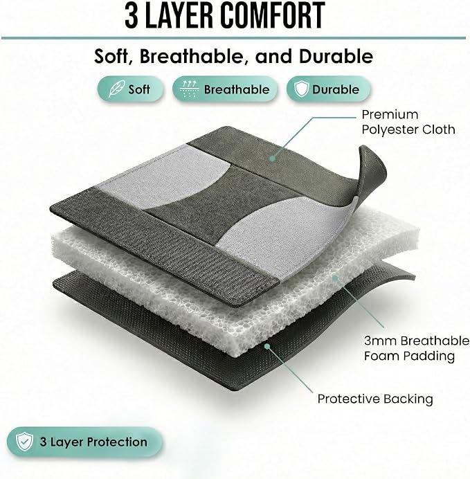 FH Group Bright Flat Cloth Full Set Automotive Seat Covers Front Set and Rear Solid Bench Gray Black Seat Covers w. Gift Universal Fit Interior Accessories for Cars Trucks and SUVs