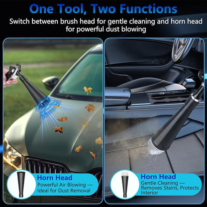 Preciva Tornado Blow Gun, Air Duster for Interior Seats, Headliner, AC Vents, Crevice Cleaning, High-Pressure 60-160PSI (0.6-0.92MPa), 1/4" Quick Connect, Includes 2 Nozzles & 2 Connectors