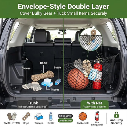 Trunk Cargo Net for 2010-2024 Toyota 4Runner 2 Row Model Only, Trunk Organizer Net Anti-Slip Rear Mesh Cargo Netting for 4 Runner SUV Accessories(Envelope Style)