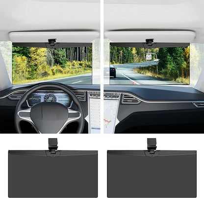 Veharvim Sun Visor Extender for Car 2 Pack, Polarized Car Visor Extender Sun Blocker UV400, Adjustable Visor Extension, Clip on, Large(2 Pack)