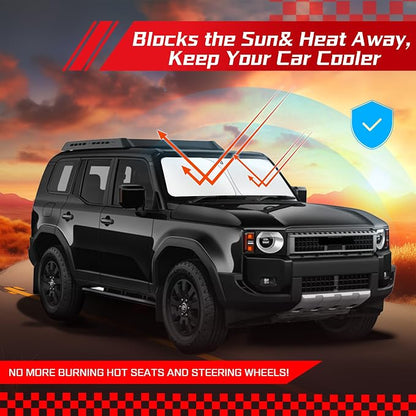ARISMOTOR Windshield Sun Shade for Toyota Land Cruiser 2024-2025 2026, Custom Fit Foldable Front Window Sunshade Sun Visor Protector, Block UV Rays Keep Your Car Cooler