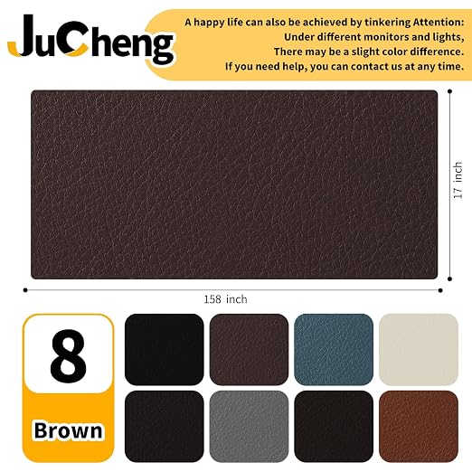 JuCheng Leather Repair Kit -Leather Repair Patch Self-Adhesive Waterproof Patch & Glue for Furniture, Car Seats, Sofa, Couch, Vinyl - Instant Fix for Tears & Scratches (Brown, 17X158 inch)