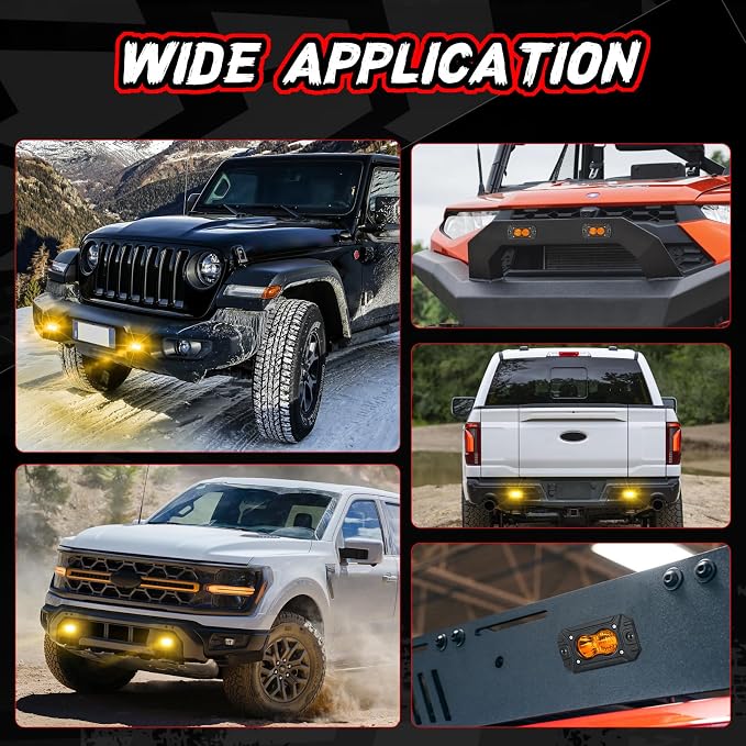 Flush Mount Pod Lights Amber, Auto Power Plus 2PCS 40W LED Driving Lights Amber LED Pods Off Road Lights Bumper Fog Lights Flush LED Light Bar Backup Work Light Cube for Truck Pickup ATV UTV Boat 4x4