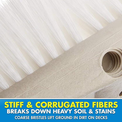 STAR BRITE 8" Heavy Duty Cleaning Brush – Durable, High-Density Star Prene Fibers for Boat Decks, Docks & Tough Surfaces – Fits 3/4" Threaded or Extend-A-Brush Handles – Stiff Bristle, White (040010)