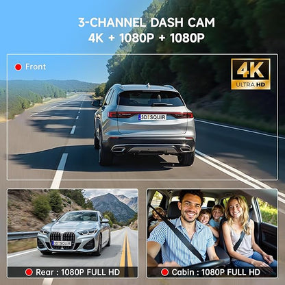 CarPlay Screen for Car Tablet Android Auto Smart Screen for Car, 4K Dash Cam Portable Car Play with 3 Channel Camera,10.26” Wireless Display with FM Radio Stereo Bluetooth 5.2, 128GB TF Card Black