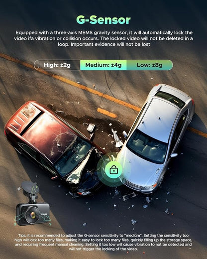 4K Dash Cam Front and Rear with 64GB Card, 5G WiFi & App Control | Full HD 3.0" IPS Screen Dash Camera for Cars with Night Vision, WDR, G-Sensor, Loop Recording & Parking Mode for Drivers