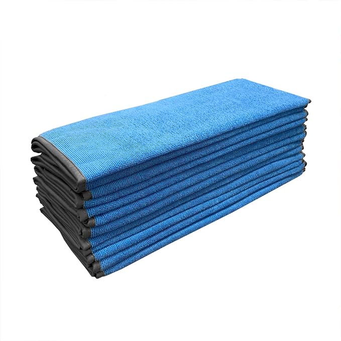 Detailer's Preference Large 320 GSM Microfiber Towels for Car Detailing, Washing, Drying, Ultra Soft Terry Weave, Scratch-Free, Lint-Free, Multi-Surface, Reusable, 16x24 Inch, 12-Pack, Blue