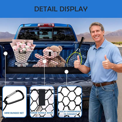 Truck Bed Cargo Net for 2013-2026 Chevy Silverado&GMC Sierra 1500/2500HD/3500HD Accessories, Envelope Style Trunk Mesh Cargo Net, Heavy Duty&Double-Layer Nylon Storage Rear Netting Holder Organizer