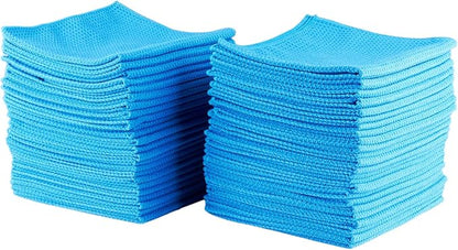 Tommy Blue Waffle Weave Microfiber Towels 16"x16" 340 GSM 120 Count | Streak-Free Glass, Super Absorbent, Lint-Free, Professional Car Detailing