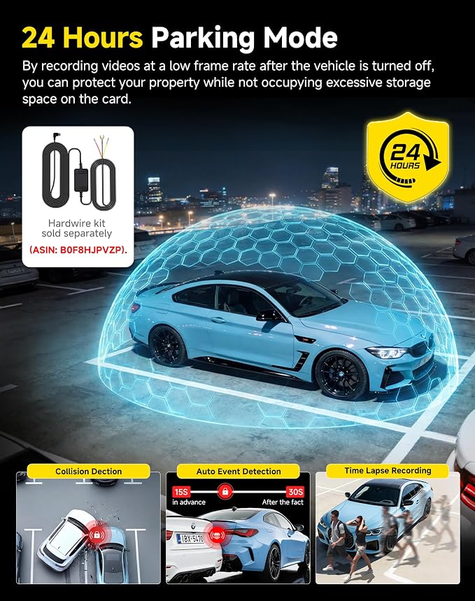 AXB Dash Cam Front and Rear: 4K+2.5K Dashcam with 5G WiFi APP Control & 64GB Card - Dual Dash Camera for Cars with 24H Parking Mode Night Vision Loop Recording Emergency Lock (V3)