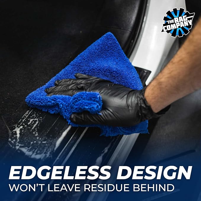 The Rag Company - Creature Edgeless Auto Detailing Towels (10-Pack) Professional 70/30 Blend, Dual-Pile Plush Microfiber, Buffing & Polishing, 420gsm, 16in x 16in, Royal Blue