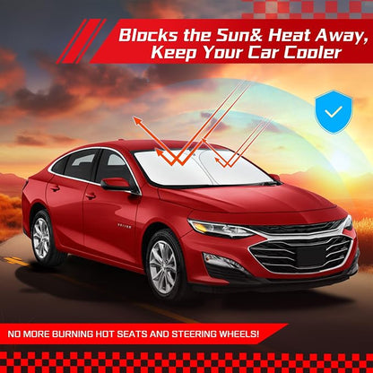 ARISMOTOR Windshield Sun Shade for Che-vrolet Chevy Malibu 2016-2025, Custom Fit Foldable Front Window Sunshade Sun Visor Protector, Block UV Rays Keep Your Car Cooler