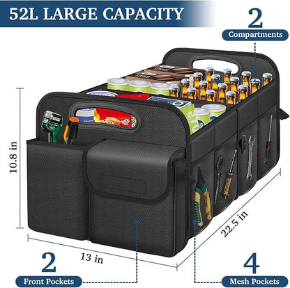 Femuar Car Trunk Organizer with Large Capacity Waterproof Car Accessories for Women & Men, Collapsible Trunk Organizer for Suv/Jeep/Sedan,Tools (Black, Standard)