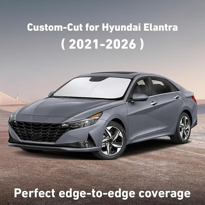 EcoNour Windshield Sunshade Compatible for Hyundai Elantra 2021-2024 2025 2026, Sun Visor for Front Windshield & Window Sun Shade Cover, UV Heat Blocker & Protector, Car Accessories