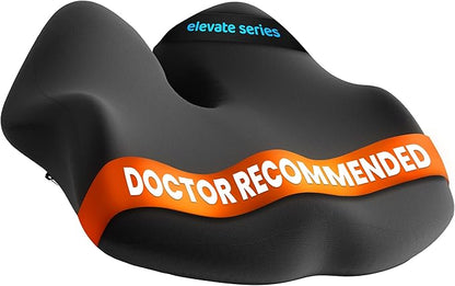 Elevate Series by Everlasting Comfort Doctor Recommended Memory Foam Seat Cushion for Office Chairs & Car - Ergonomic Desk Accessories - Cushions for Tailbone Pain Relief (Charcoal Black, Large)