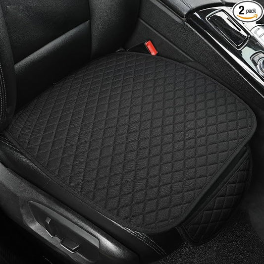 West Llama Linen Car Seat Covers,Bottom Seat Covers for Cars Include 2 Piece Front Driver Seat Pad Mat Universal Fits 90% Vehicles,SUVs,Cars,Sedans(2Piece-Black)
