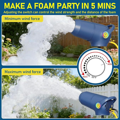 Party Foam Cannon, 3 Modes Foam Machine for Party, Adjustable Wind Speed Detachable Front Barrel, Foam Making Machine for Garden Backyard Pool Indoor (Foam Machine - Enhanced Version)