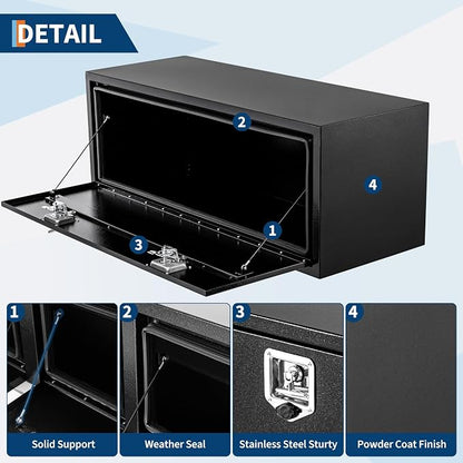 Garvee Black Steel Truck Bed Tool Box, Trailer Tongue Box, Truck Storage Organizer Tool Chest For Truck Bed, RV, Trailer (48"x 18"x 18"-NEW)