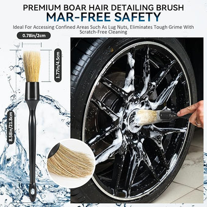 Tire Brushes for Cleaning Tires, Car Wheel Brushes for Cleaning Wheels, Rim Cleaner Brush for Car Detailing, Premium Wheel Cleaner Brush Kit Safe for Cars, Trucks, SUVs, RVs, Motorcycles