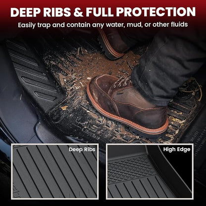 LASFIT 9PCS Floor Mats & Backrest Mats & Cargo Mats for Tesla Model Y 7 Seater 2025 2024 2023-2020 (Not Fit Juniper), All Weather TPE Custom Fit Floor Liners Car Mats & Trunk Mats Accessories
