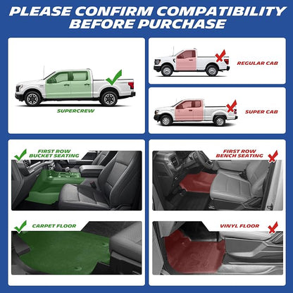 Michelin Vehicle Mats, All-Weather TPE Custom Fit Liner for 2015-2026 Ford F150/2022-2025 Lightning SuperCrew & Super Cab Carpet Floor, First Row, Premier