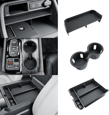 BIBIBO for 2026 Honda Passport Accessories Console Organizer 2026 Honda Passport Center Console Organizer+Cup Holder +Console Armrest Box Organizer Tray 2026 Passport Console Insert Organizer-3Packs