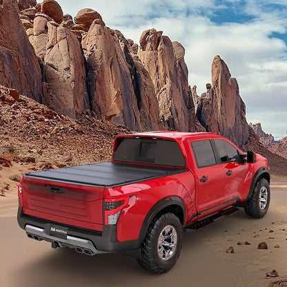 MOSTPLUS 5.5 FT Quad Fold Hard Truck Bed Tonneau Cover Compatible with 2016-2026 Nissan Titan Fleetside 67Inch (w/o Titan Box) 4 Fold Aluminum Bed