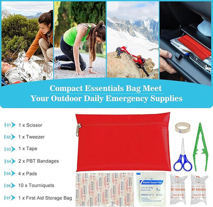 Car Emergency Roadside Tool kit,Road Side Safety Assistance Kit for Women Men Adult,Auto Truck Vehicle Emergency Bag with Shovel Jumper Cable First Aid Kit