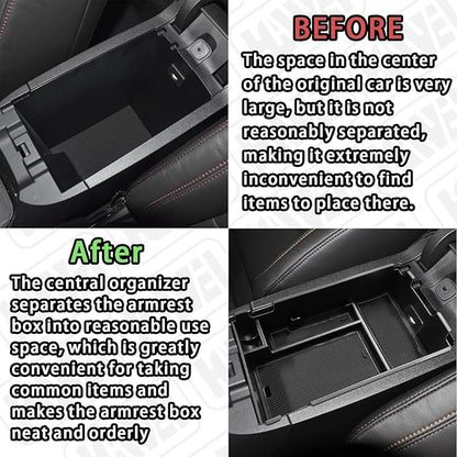 HGWEI Center Console Organizer Tray Compatible with Chevy Equinox 2018 2019 2020 2021 2023 2024 Accessories, Armrest Insert Secondary Storage Box (Not Fit 2025 2026) Black Trim