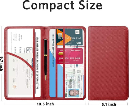 CoBak Car Registration and Insurance Holder - Vehicle Glove Box Car Organizer,Auto Truck Comparment Accessories Case with Magnetic Closure for Driver License,Cards, Carbon Red