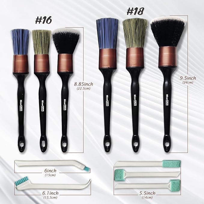 11PCS Professional Car Detailing Brush Set, Boars Hair & Ultra Soft Auto Detailing Brushes for Car Interior Exterior Cleaning, No Scratch Detail Brush Kit for Wheels Leather Air Vents, Rose Gold