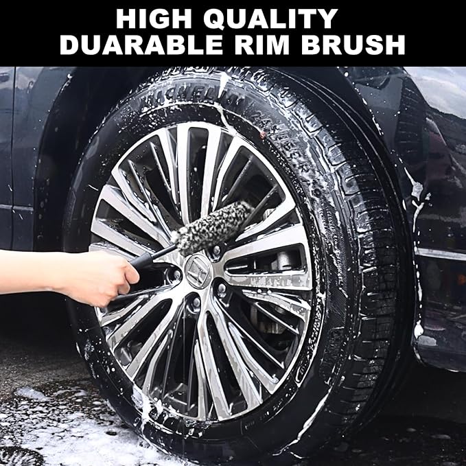 12Pcs Wheel Brush Kit for Cleaning Wheel and Tire, Wheel and Rim Brush, Car Detailing Brushes, Tire Brush, Bendable & Durable Car Wheel Rim Cleaner Brush Set,Car Detailing Cleaning Brush Supplies Kit