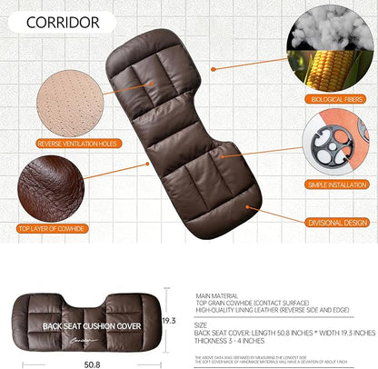 A leather rear seat cushion specially designed for cars - made by hand - can relieve pain in the buttocks, pressure points, and sciatic nerve. | Rear seat cover (Coffee Brown, Rear Seat Cushion)