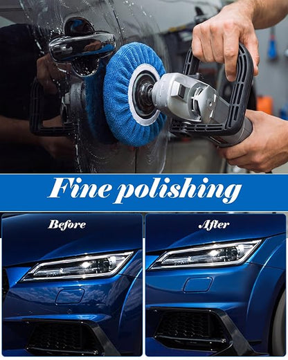 Tallew 40 Pcs 9 to 10 Inches Buffer Pads Bulk Car Polisher Bonnets Orbital Buffer Bonnets Microfiber Polishing Pad Car Wax Cover for Cleaning and Polishing (Dark Blue)