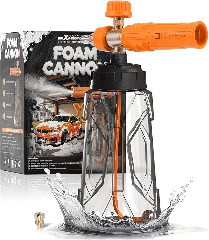 maXpeedingrods Foam Cannon for Pressure Washer, Wide Mouth Quick Release Car Wash Foam Gun with Adjustable Soap Cannon, Thick Snow Foam, 1/4'' Quick Connector, with 2 Orifice Nozzle (Transparent)