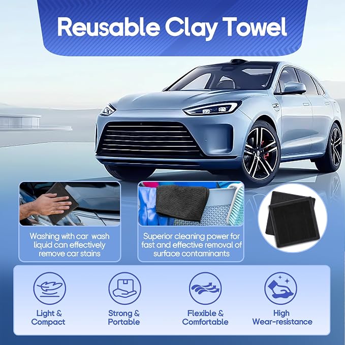 2PCS Clay Towel Auto Detailing, Clay Bar Towel Cloth Auto Detailing for Car (12 x 12 in) (Grey)