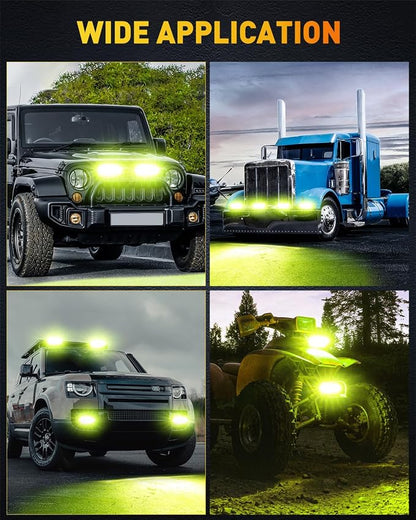 NAOEVO 6 Inch LED Light Bar, 50W 4000LM LED Off Road/Fog/Driving Lights, Spot & Flood Combo for Trucks, Cars, Boat, ATV, UTV, 2 Pcs (Yellow&Green)