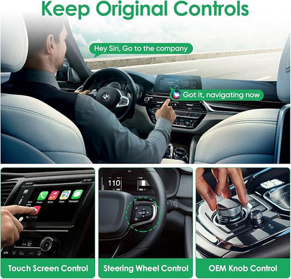 Wireless CarPlay Adapter, 2025 Upgraded Dual-Band (2.4GHz/5GHz) WiFi, Converts Wired to Wireless CarPlay, More Stable & Auto-Connect, Plug & Play for OEM Wired CarPlay Cars & iPhone iOS 10+ (Black).