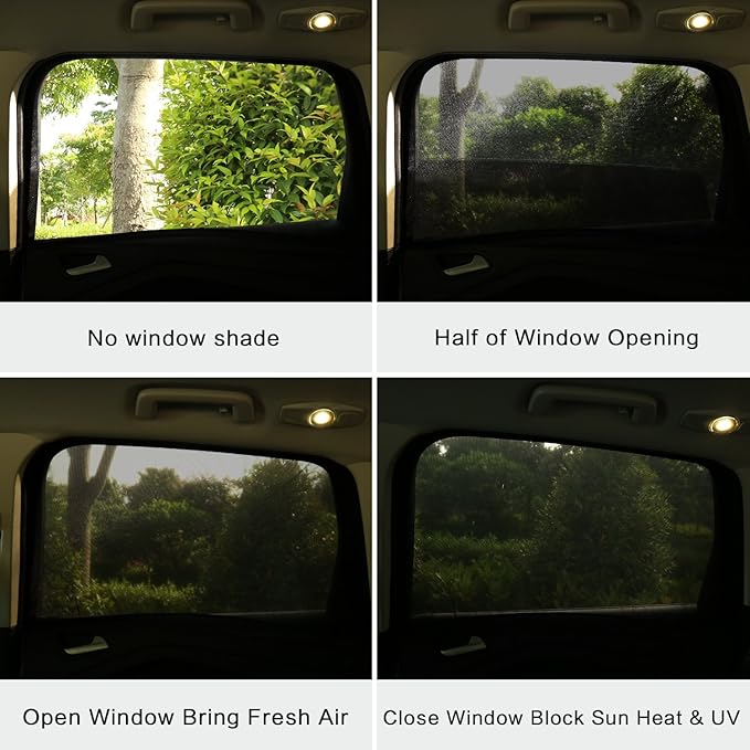 2Pack Mesh Car Window Cover 34" to 43", Window Screen Side Window Car Sun Shade for Camping Overnight Sleeping Baby Feeding, Fit for Most SUVs