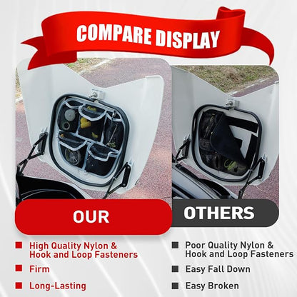 5 Mesh Pockets Front Trunk Lid Organizer Frunk Tool Storage Bag for Can Am Spyder F3 F3-L F3-S F3-T 2015-2025 Accessories (Black w/Gray Piping)