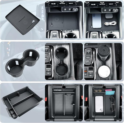 BIBIBO 3Pack for 2026 Honda Passport Center Console Organizer 2026 Honda Passport Console Armrest Tray+Cup Holder +Wireless Charging Mat 2026 Passport Insert Organizer 2026 Honda Passport Accessories